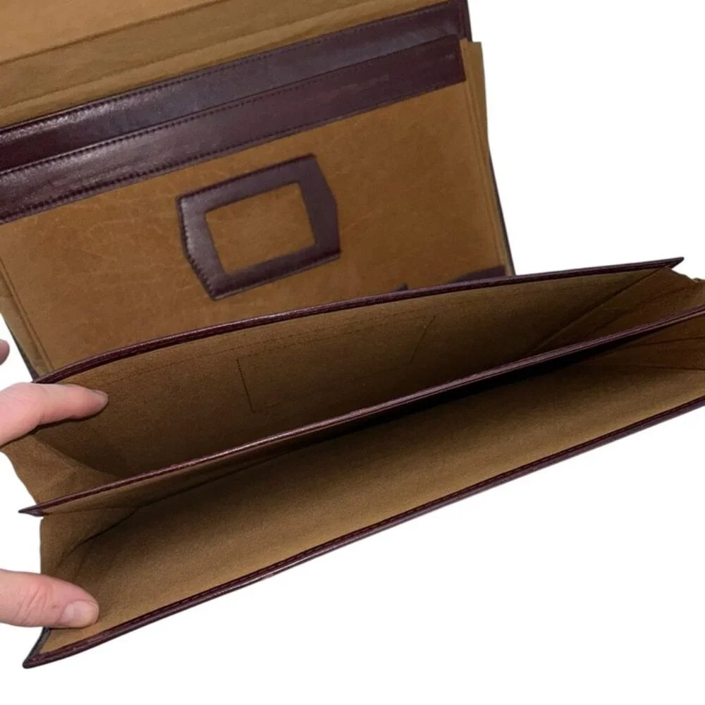 filofax vintage  brown leather suede cordovan trim document holder case